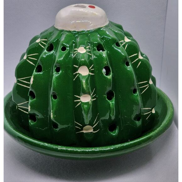 CANDLE HOLDER/VOTIVE-Cactus-Ceramic-Primitive-Unique - Picture 2 of 7